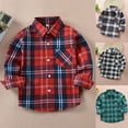 thumbnail image 4 of TOWED22 Kids Little Boys Girls Baby Red Plaid Flannel Long Sleeve Button Down Flannel Shirt Plaid Tops Girl Boy Clothes(Green,9-10 Y), 4 of 4