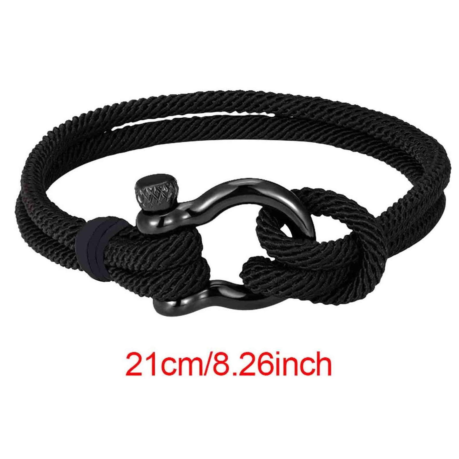 Double Layer Woven Leather Rope Bracelet for Men in 3 Lengths, Black, 8.3 in