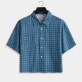 thumbnail image 2 of VSSSJ Plaid Shirts for Men Short Sleeve Button Down Shirt Casual Regular Fit Formal Business Summer Collared Shirts with Pocket Navy S, 2 of 5