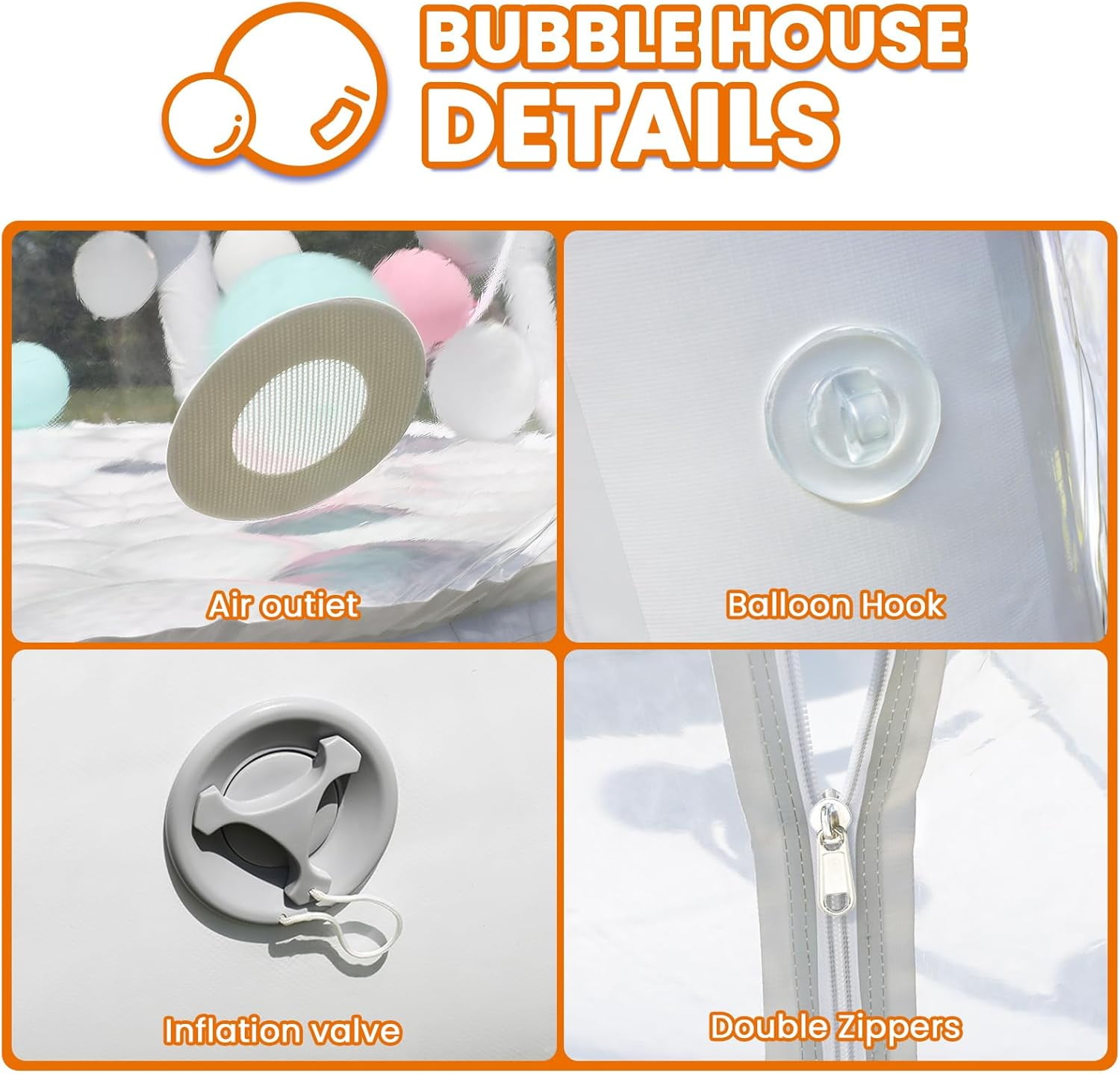 Esheno Inflatable Bubble House 8.2 ft Clear PVC Dome Tent with Tunnel and 600W Air Pump Bubble Balloon Playhouse for Kids Party Clear
