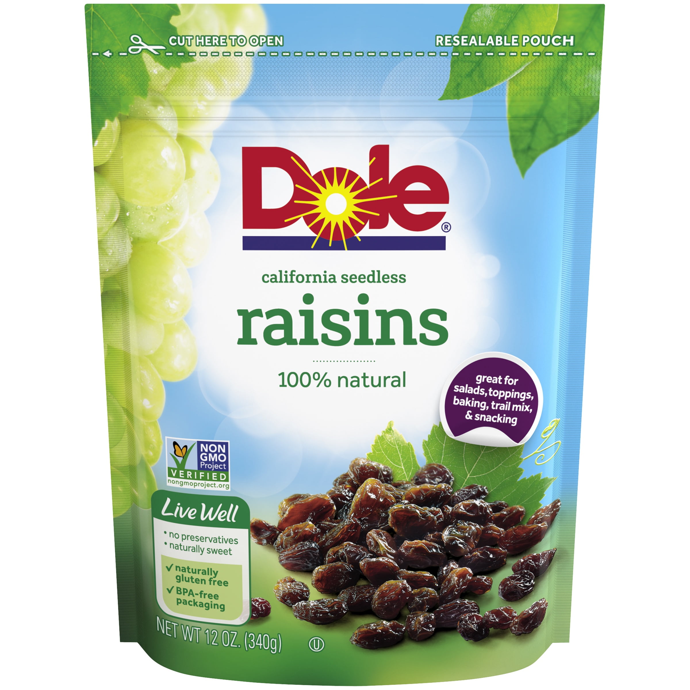 Dole California Seedless Raisins, 12 Oz Snack