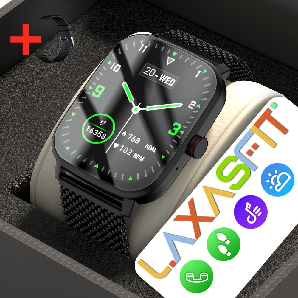 [Wireless Calling Smartwatch] 100+ Sports Modes, Wireless Calling, 1.83-Inch Display, Sleep Monitoring, AI Voice, Pedometer, Calculator, Games, Music Control (Unisex)