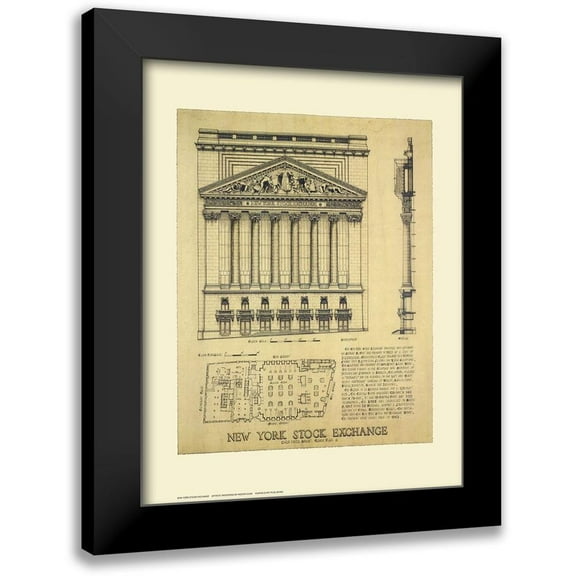 Vilar, Roger 12x14 Black Modern Framed Museum Art Print Titled - New York Stock Exchange