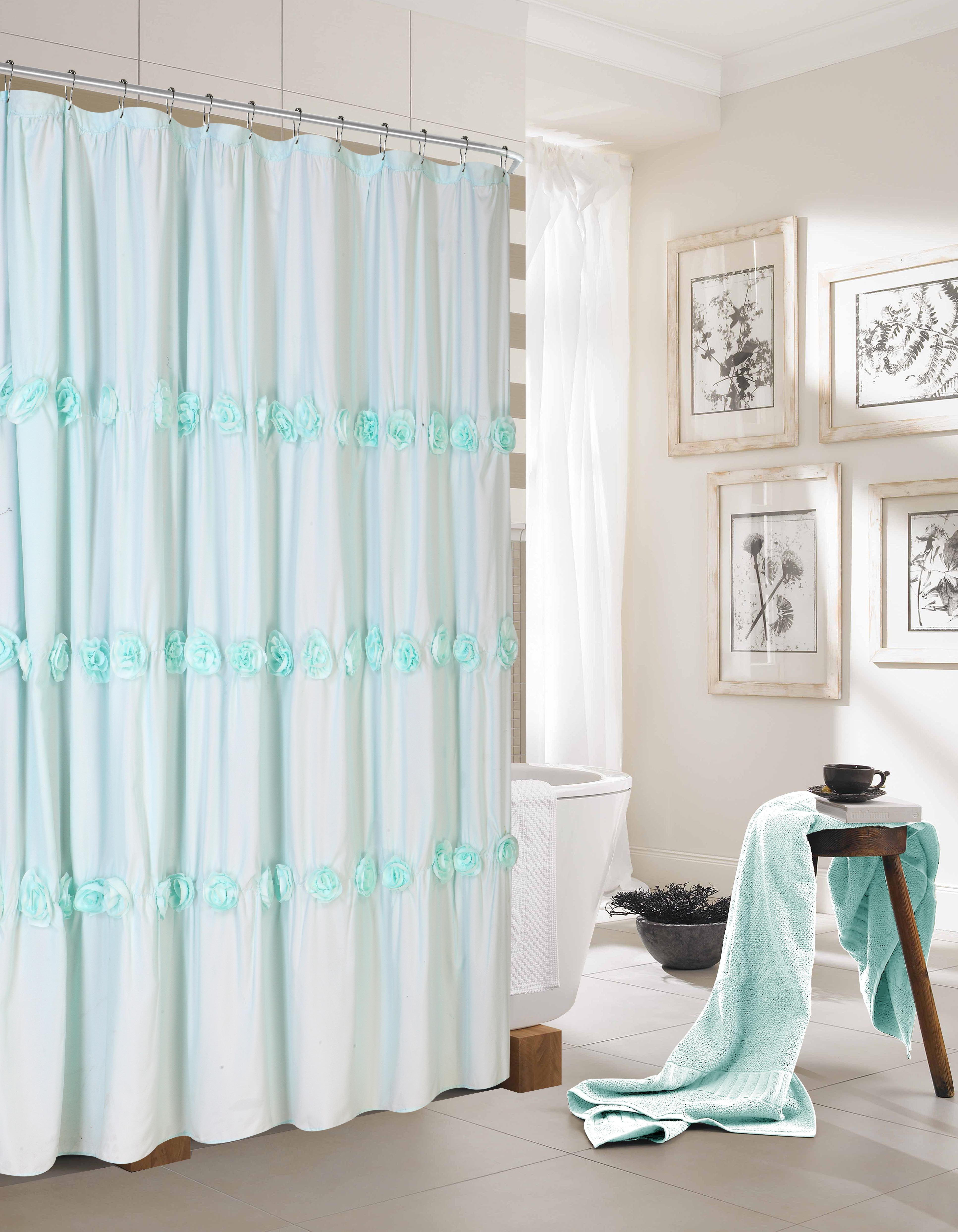 Dainty Home Rosette Shower Curtain Aqua - Walmart.com - Walmart.com