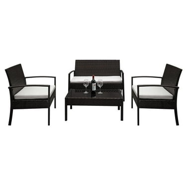 Mainstays Stanton 4-Piece Outdoor Patio Conversation Set, Blue ...