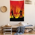 thumbnail image 2 of Teen Room Decor Tapestry, Men Playing Baseball in Town City Park Tall Buildings Urban Scenery, Wall Hanging for Bedroom Living Room Dorm Decor, 60W X 80L Inches, Red Yellow Black, by Ambesonne, 2 of 5