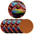 thumbnail image 2 of Chameleon 6Pcs Round Coasters Set, Microfiber Leather Drink Coasters, 11x11 cm/4.3x4.3 in, Cup Mats for Home and Office, 2 of 6