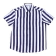 thumbnail image 2 of Camisa A Rayas Para Hombre, Diseño En Contraste Azul Y Blanco, Parte Superior Con Botones De Manga Corta Para La Vida Diaria, Viajes, Trabajo, Oficina, Hogar, Calle Con Diseño De, 2 of 7