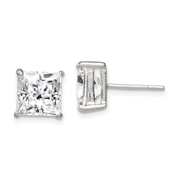 Primal Silver Sterling Silver 8mm Square Cubic Zirconia Stud Earrings