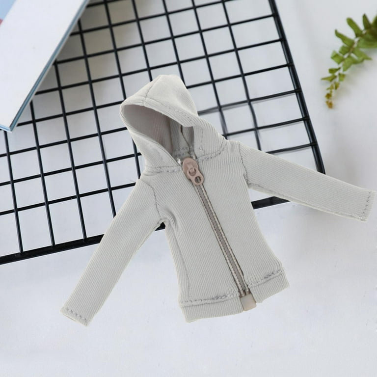 1/12 Female Hoodie Clothes Miniature Fabric Sweatshirt for 6inch Women  Figures Body Accessory White 