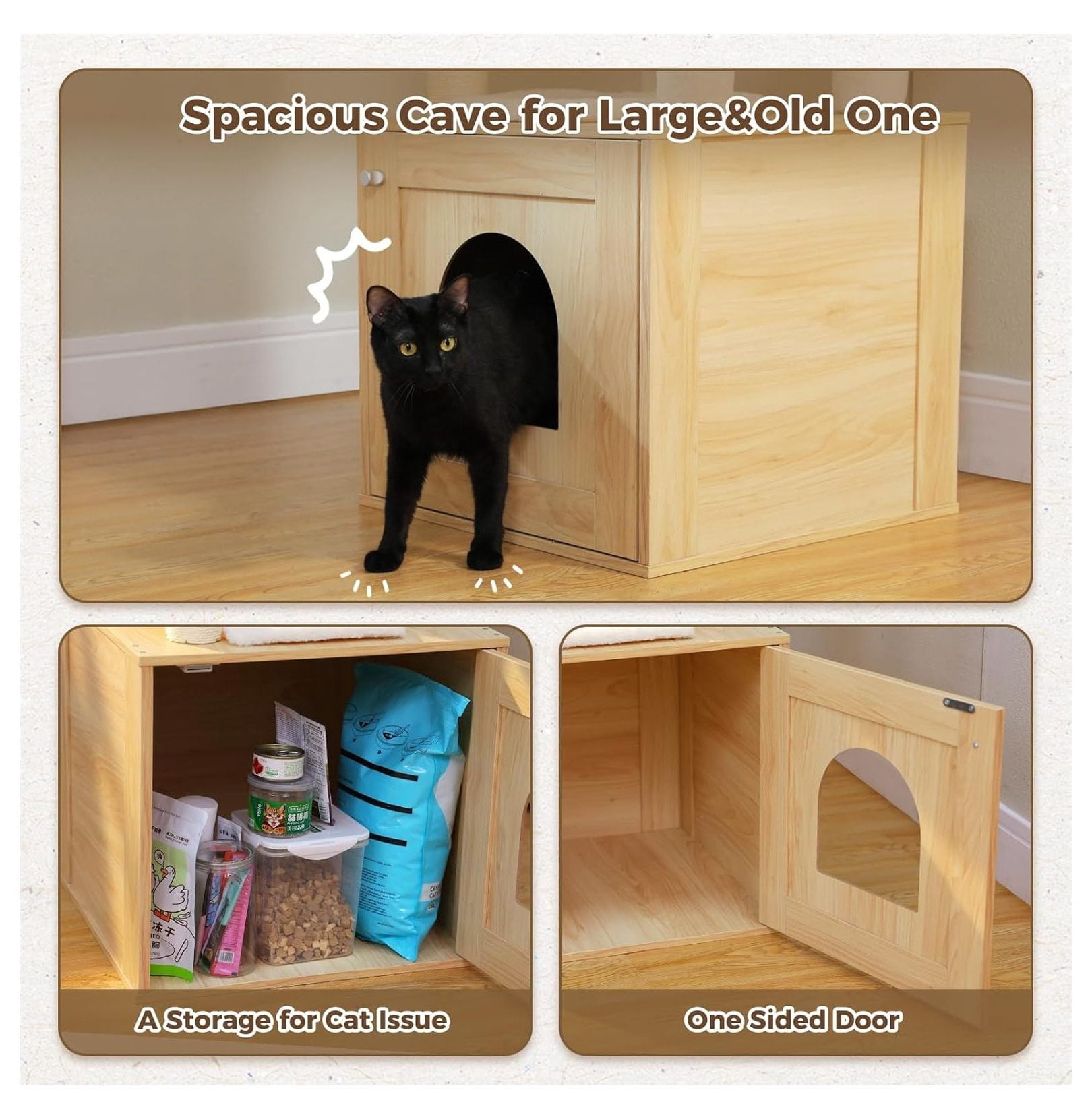Cat Tree with Litter Box, 57.5" Indoor Cat Tower Beige