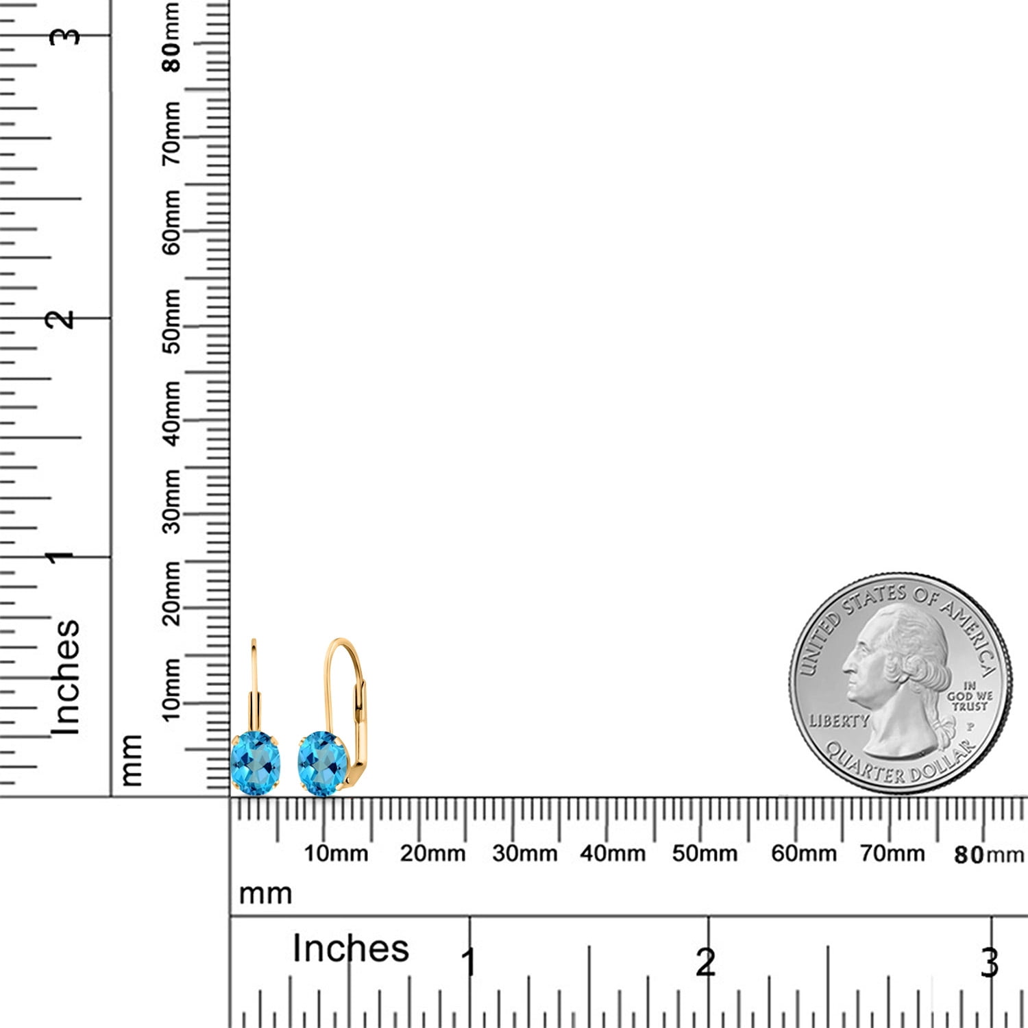 Gem Stone King American Blue Mystic Topaz Yellow Gold Plated Leverback Earrings for Women (2.00 Cttw, Gemstone Birthstone, Oval 7X5MM)