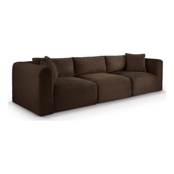 Meridian Furniture 3-Piece Brown Corduroy Performance Fabric Modular Sofa