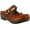CAMEL, variant on Spring Step L'Artiste Aneria Women's Mule Round Toe Clog - Hand-Painted Floral Laser Cut Leather - Adjustable Hook-and-Loop Strap Brushed with Gold Buckle