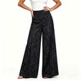 thumbnail image 2 of Ailaofu Women's Fall High Waist Jacquard Wide Leg Pants Button Formal Palazzo Trousers for Evening and Workwear, 2 of 6