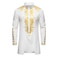 thumbnail image 7 of Ecqkame Men's Ethnic Sets 2 Piece Printed Long Sleeved Stand Collar Dashiki &Trousers Two-Piece Set for Men B-White M, 7 of 7