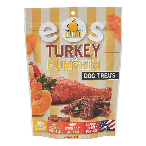 Plato Treats EOS Grain-Free Turkey with Pumpkin Dog Treats, 4 Oz ...