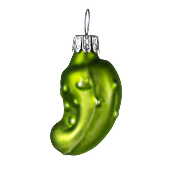 Glass Christmas Mini Pickle Ornament (matte apple green)