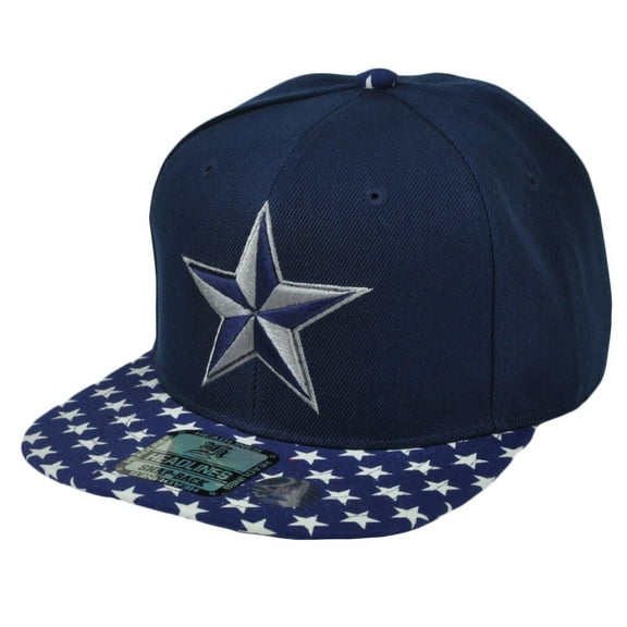 Nautical Star 3D Flat Bill Snapback Navy Patriotic Adjustable Fashion Hat Cap