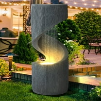 Magic Union Outdoor S-Shaped Water Fountain, Spiral Waterfall Indoor Fountain Outside Garden Decor with LED Lights & Pump, Curved Patio Resin Fountains for Yard, Deck, Porch and Home Decorations