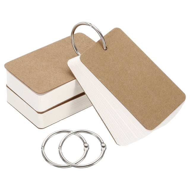 Unique Bargains 3.5' x 2' Blank Flash Cards with Rings Study Cards Index Cards Note Card Pre Hole Punched, White 150 Pack