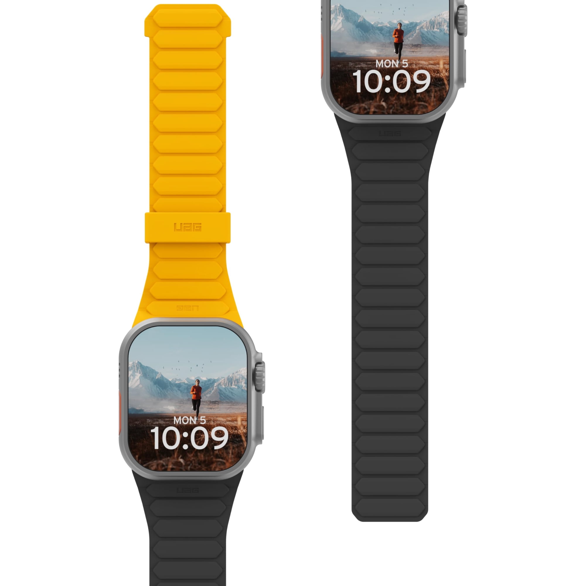 UAG Apple Watch Band 49/46/45/44mm Pathfinder - Silicone Double Side Reversible Magnetic Band Watch Strap for iWatch Ultra 2/Ultra/4-10/SE 2/SE, Heritage Yellow/Black