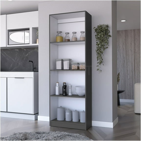 JERFIT 4-Tier Bookcase, Multicolor Storage Shelf Organizer, Melamine Particle Board Book Shelf for Living Room, Bedroom, Home Office