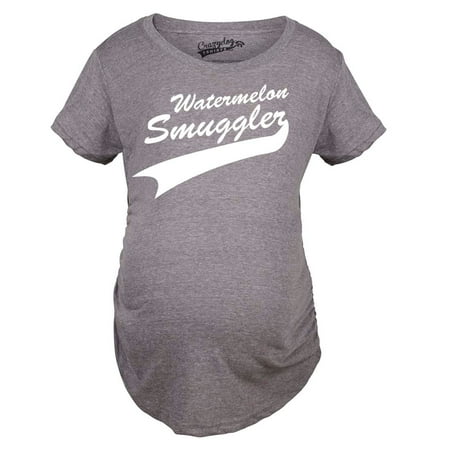 

Maternity Watermelon Smuggler Shirt Funny Pregnancy T shirts Announcement Ideas (Dark Heather Grey) - M