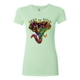 thumbnail image 2 of Keep It Wild Colorful Elephant Face Animal Lover Womens Slim Fit Junior Tee, Mint, 2XL, 2 of 3