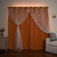 thumbnail image 4 of Best Home Fashion Set of 2 Tulle Overlay Star Cut Out Silver Grommet Curtains for Bedroom, Living Room, Kids Room, Sun Blocking Thermal Insulated Blackout Window Curtains (Orange, 52" W x 96" L), 4 of 4