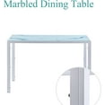 thumbnail image 5 of White Glass Dining Table, Modern Glass Kitchen Table with Tempered Glass Top and Metal Legs (Marbled White, Length: 47.24"), 5 of 7