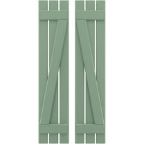 Ekena Millwork 11 1/2"W x 81"H Americraft Three Board (2 Batten) Exterior Real Wood Spaced Board-n-Batten Shutters w/ Z-Bar (Per Pair), Track Green