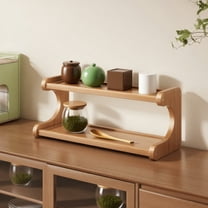 Kumdkd Double Layer Wooden Storage Shelf - 2 Tier Desktop Organizer for Books, Office & Kitchen, Space-Saving Rack