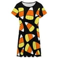 thumbnail image 3 of Candy Corn Pattern Halloween Dress Summer Street Style Dresses Female Short Sleeve Printed Sundress, 3 of 7