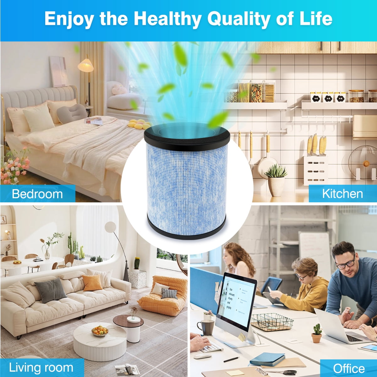 2 Pack H13 True HEPA Filters Compatible with Breezome JH02 Air Purifier, 3-Stage Filtration for Pet Dander, Odors & Dust, Washable & Reusable