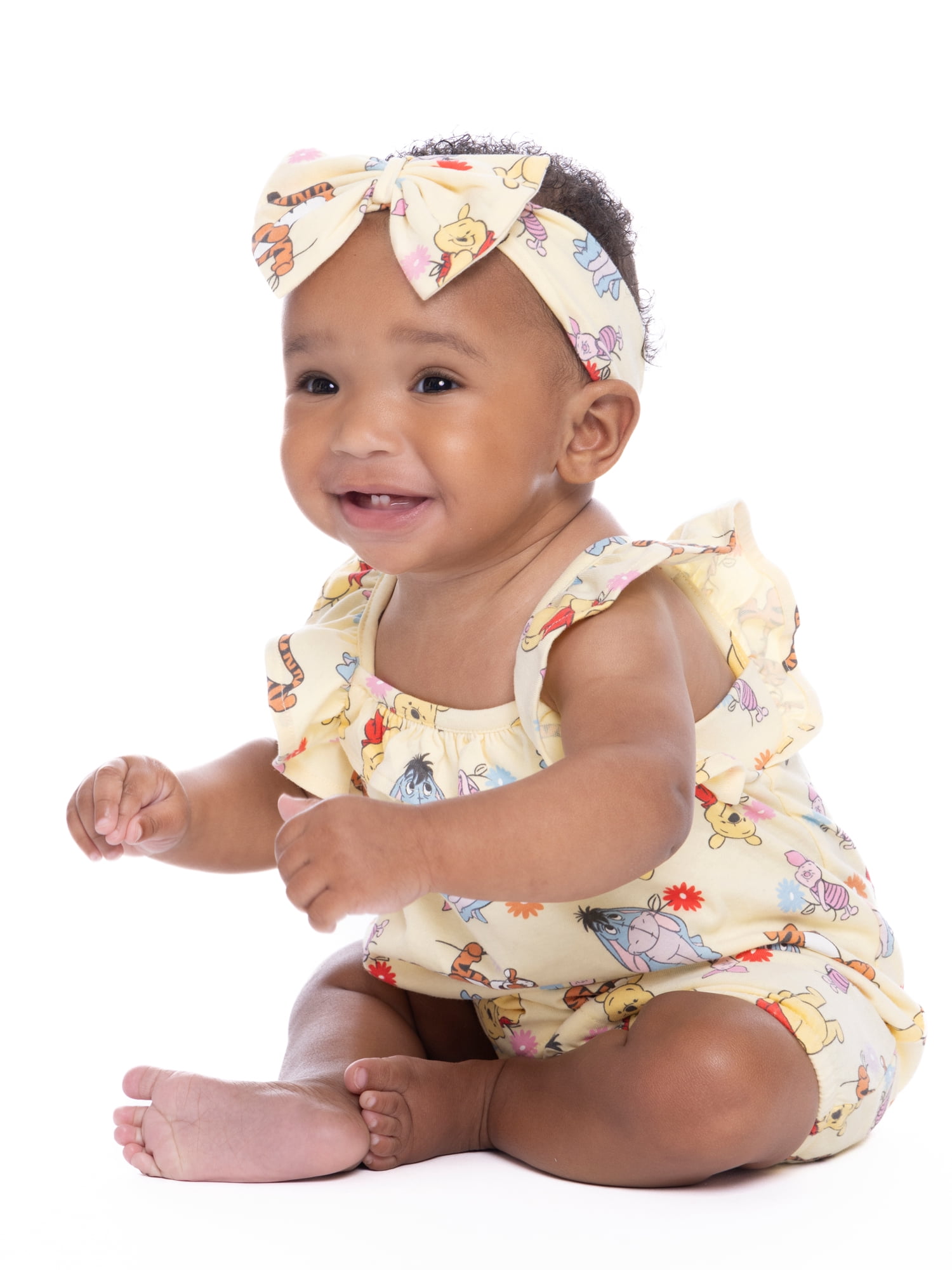 Winnie the Pooh Baby Girls Romper Set, 2-Pack, Sizes 0-24 Months