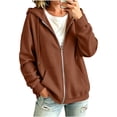 thumbnail image 2 of Zip Up Hoodie Women Long Sleeve Full Zipper Oversized Sweatshirt Comfy Travel Track Jacket Fall Clothes with Pockets,L, 2 of 8