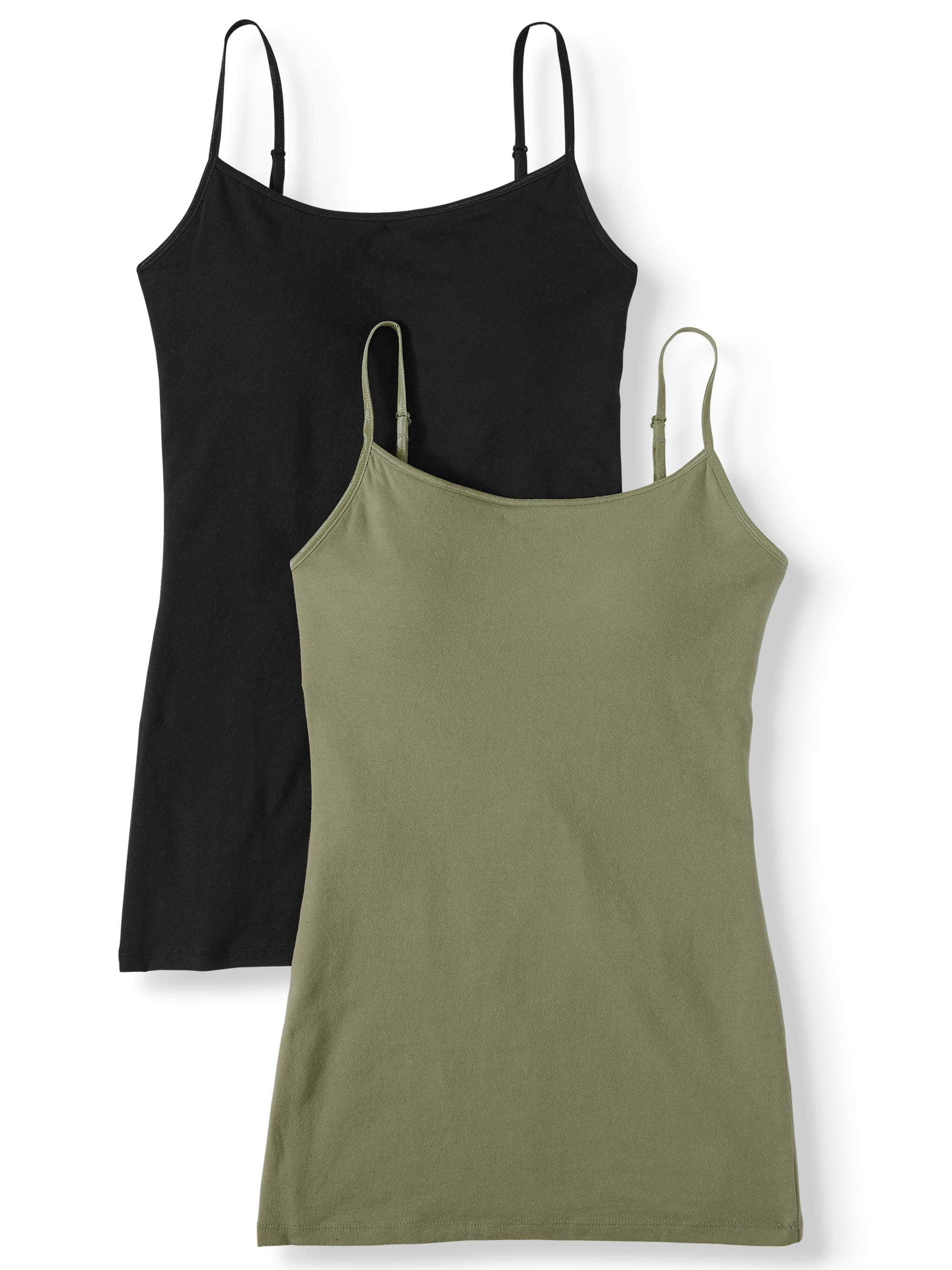 No Boundaries Juniors' Shelf Bra Cami with Adjustable Straps 2 Pack