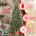 thumbnail image 5 of Tcbosik 6ft Artificial Christmas Tree with Warm White LED Lights, Artificial Xmas Tree with Red Berries, Pine Cones and 1593 Branch Tips, Indoor Holiday Decoration, Green & White, 5 of 7