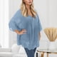 thumbnail image 2 of Blusa vintage con cuello en V y volantes de encaje para mujer - Top informal de manga 3/4 - Mezcla de algodón, lavable a mano/a máquina - Tallas M-XXXXXL, 2 of 8
