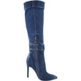 thumbnail image 2 of Women's Denim Knee High Boots Stiletto Heel Boot Pointed Toe Distressed Jean Thigh High Boots, 2 of 5