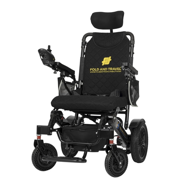 Fauteuil Roulant Électrique Léger de Qualité Supérieure à Pliage et Voyage, Inclinable Automatique, Fauteuil Roulant Motorisé à Inclinaison Automatique