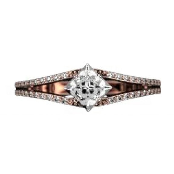 HeartsAndYou 2ct Princess Cut Moissanite Engagement Ring for Women 18k Rose Gold over Silver Split Shank