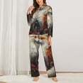 thumbnail image 2 of Yiaed Romantic Flower Fox Couple Print Pajamas Women's Long Sleeve Sleepwear Soft Button Down Loungewear Pjs Lounge Set Nightwear Womens Pajama Pants-X-Large, 2 of 7