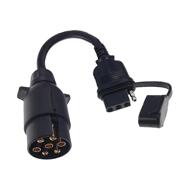 EU to US Trailer Light Converter 7 Pin Round Adapter European Trailer to 4 Pin Flat Socket Vehicle Tow Hitch Wire Plug