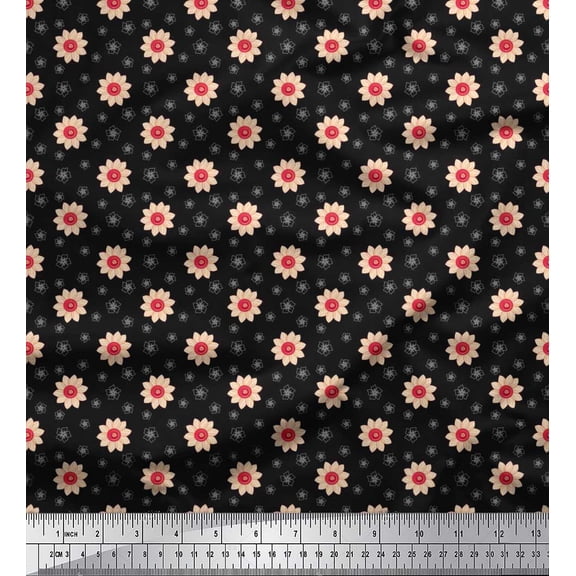 Soimoi Cotton Cambric Fabric Artistic Floral Print Sewing Fabric Yard 42 Inch Wide