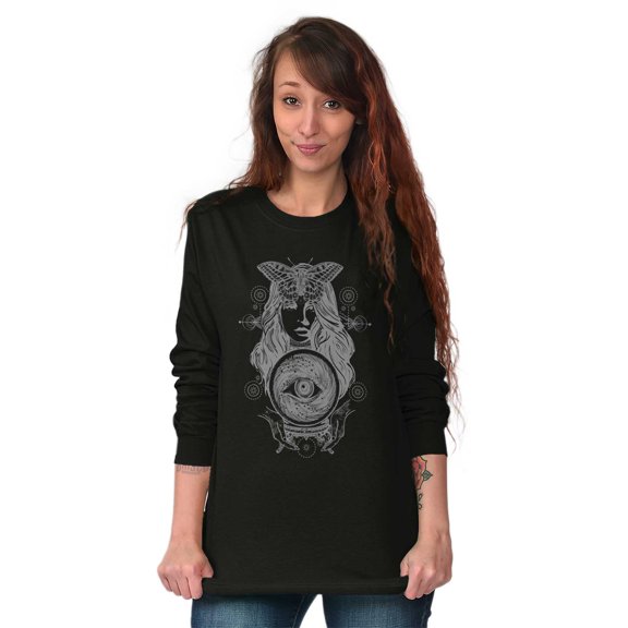 Butterfly Moth Spiritual Crystal Ball Women's Long Sleeve T Shirt Brisco Brands X
