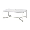 thumbnail image 2 of 46 Inch Coffee Table Faux Marble Surface Silver Finished Geometric Base, 2 of 6
