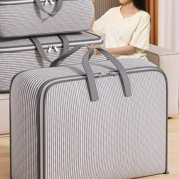 Nilvkv Heavy Duty Storage with Reinforced Handles Extra Large Storage Bags for Clothe Tote Bag Thickened Double Zipper for Space Saving Travel