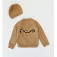 thumbnail image 2 of Woonie Hand Knitted Sweater with Fun Embroidered Text and Matching Cap, 2 of 4